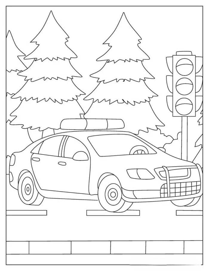 Hình tô màu xe cảnh sát đơn gảin