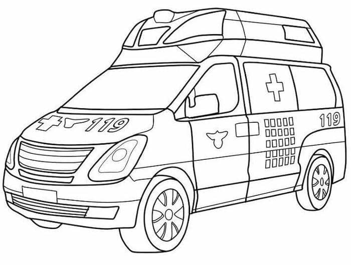 Hình tô màu xe cứu thương cho bé