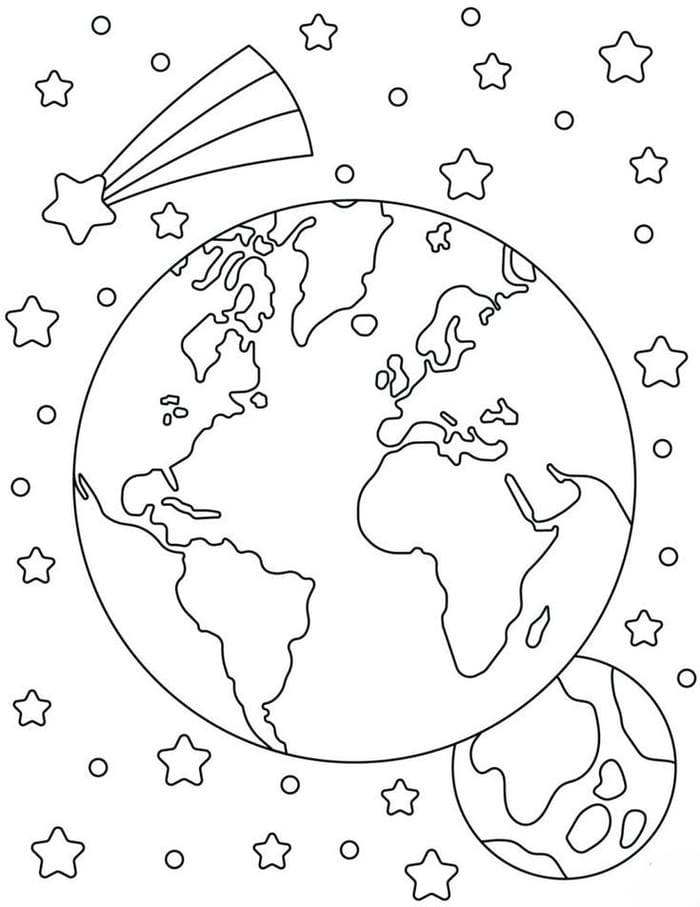 Hình trái đất tô màu cho bé
