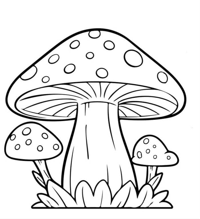 Hình tranh tô màu cây nấm đơn giản