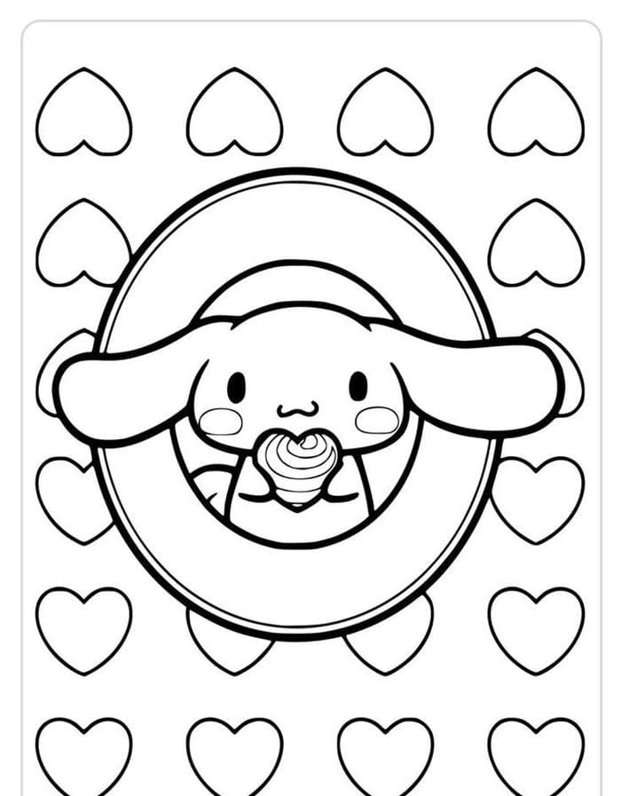 Hình tranh tô màu Cinnamoroll ôm trái tim