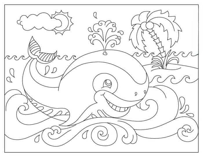 Hình tranh tô màu con cá voi