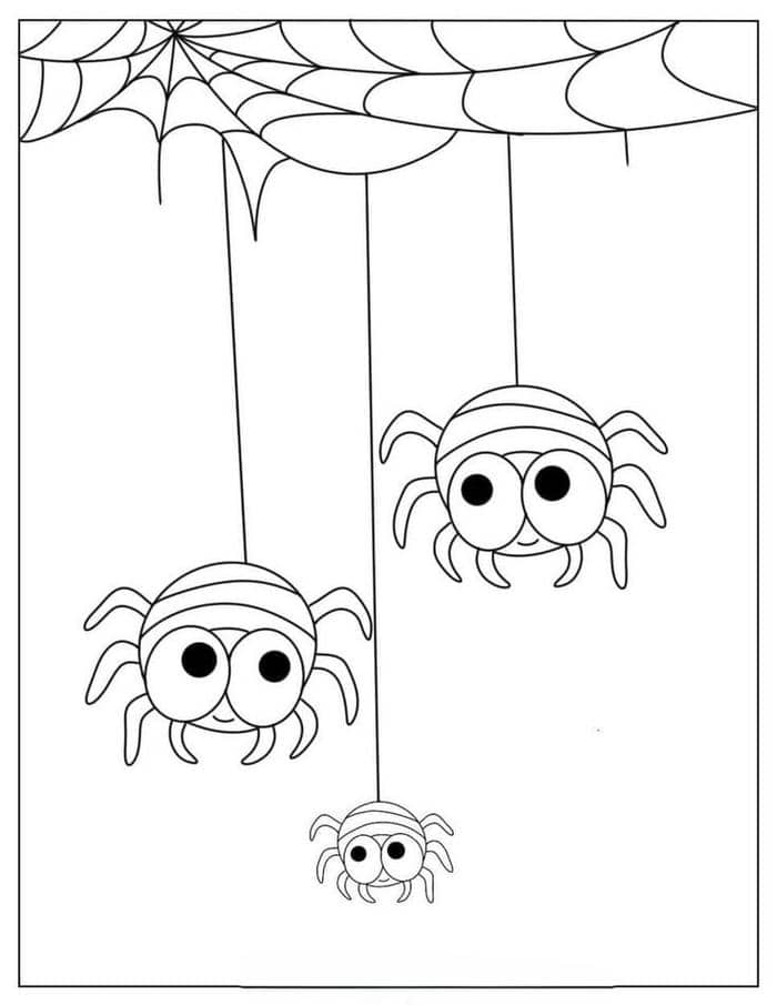 Hình tranh tô màu con nhện cute