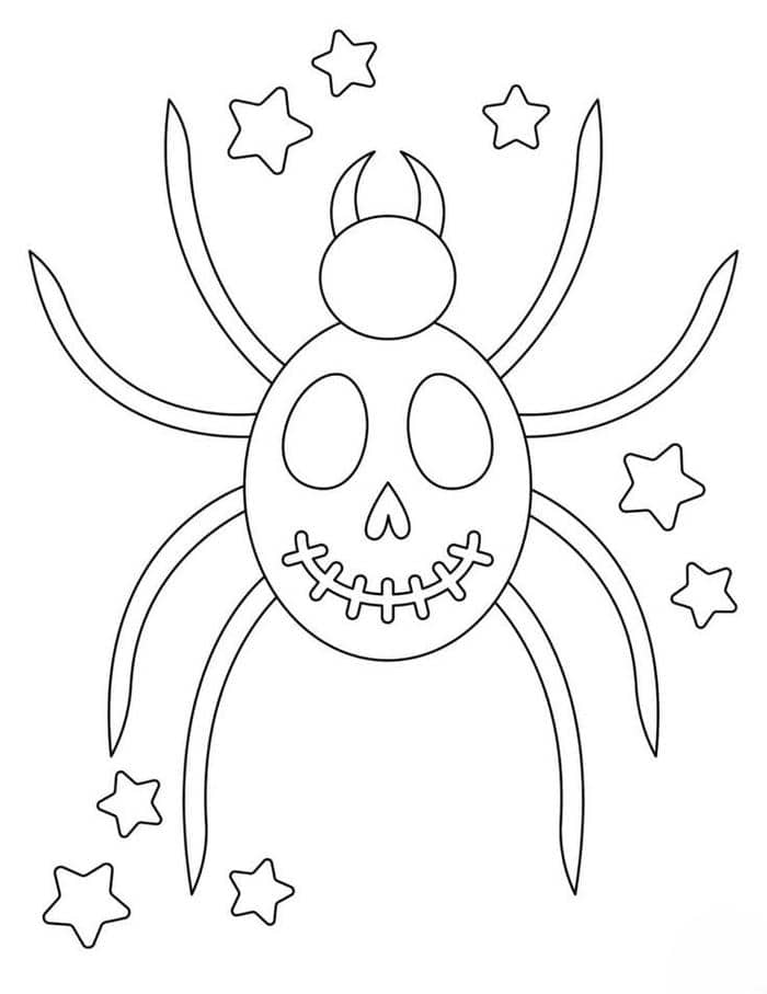 Hình tranh tô màu con nhện đơn giản