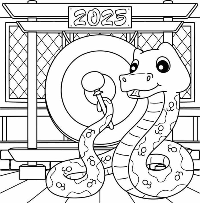 Hình tranh tô màu con rắn cute