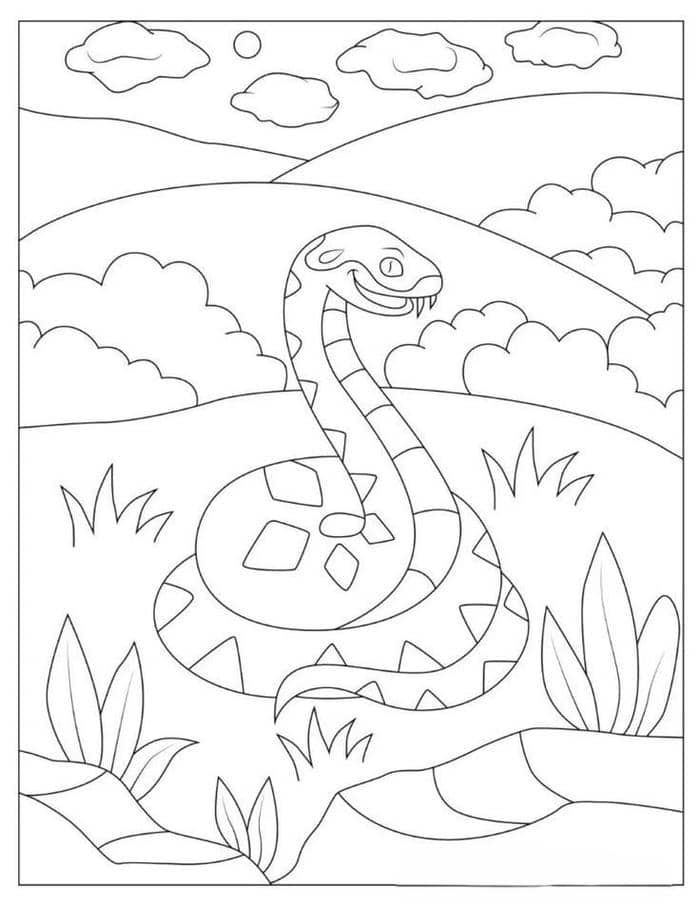 Hình tranh tô màu con rắn đơn giản cho bé
