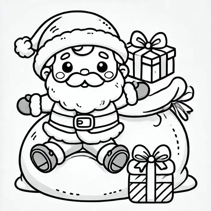 Hình tranh tô màu ông già noel chibi cute