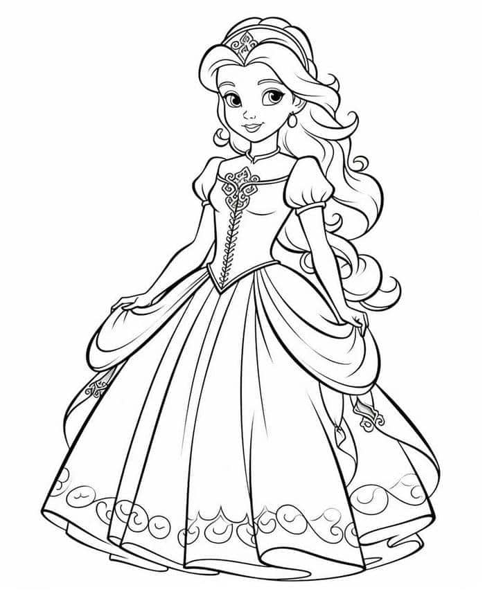hinh-ve-to-mau-cong-chua hình vẽ tô màu công chúa