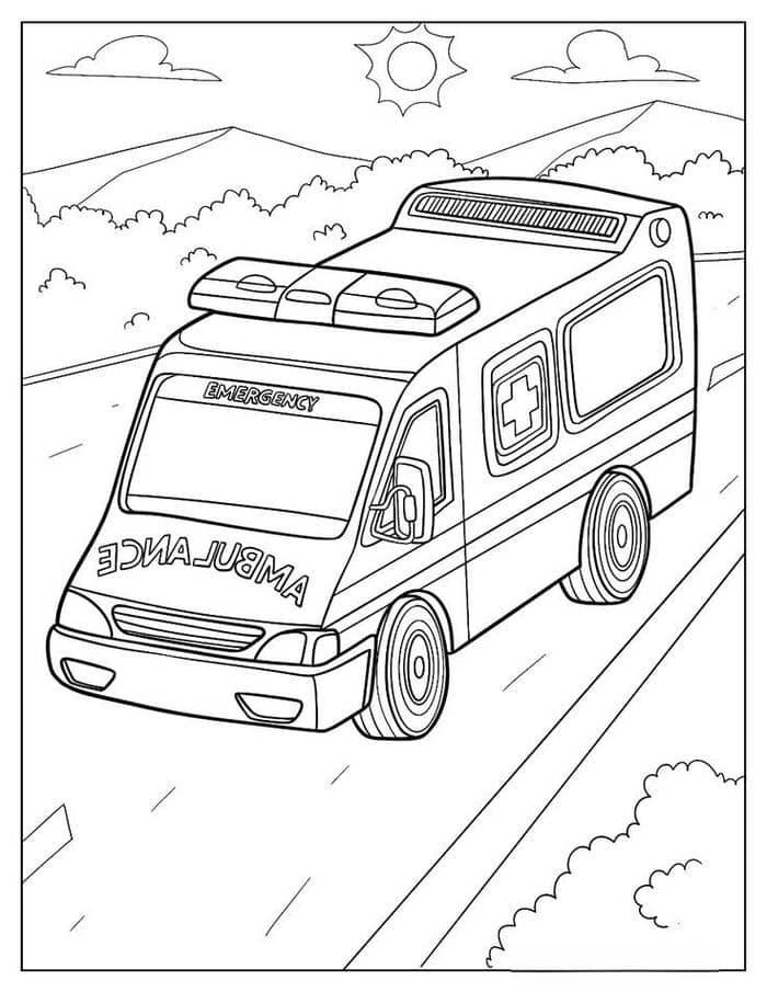 Hình xe cứu tranh tô màu