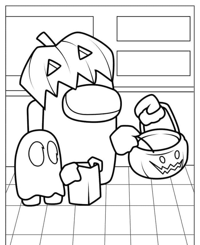 tranh to mau among us hoa trang halloween