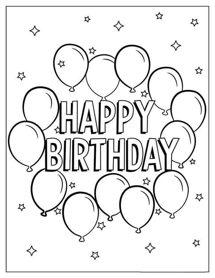 Tranh tô màu bóng bay sinh nhật