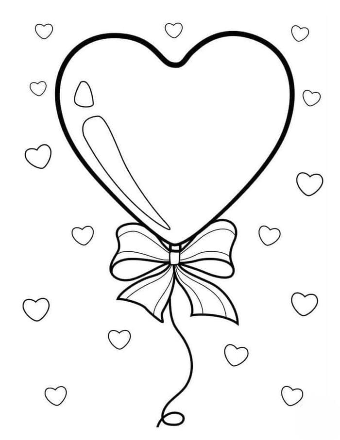 Tranh tô màu bong bóng hình trái tim