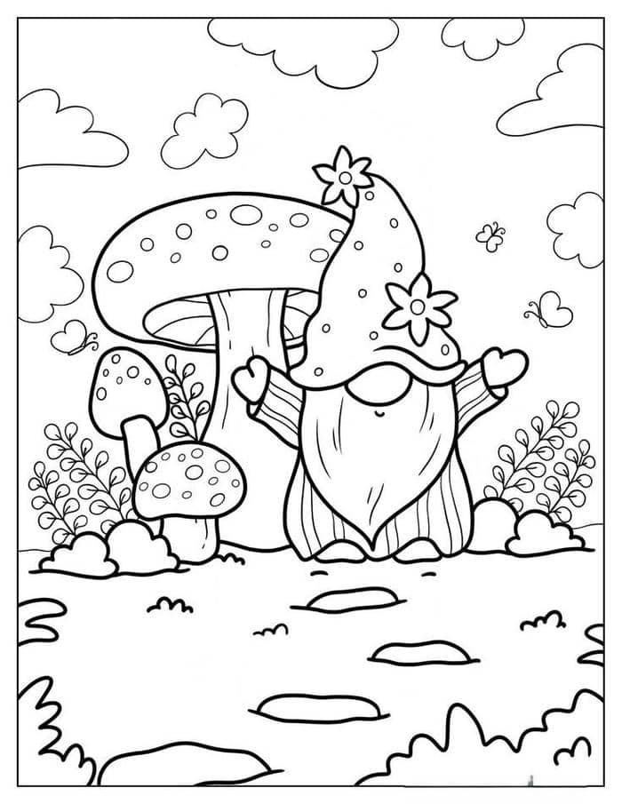 Tranh tô màu cây nấm đẹp cho bé