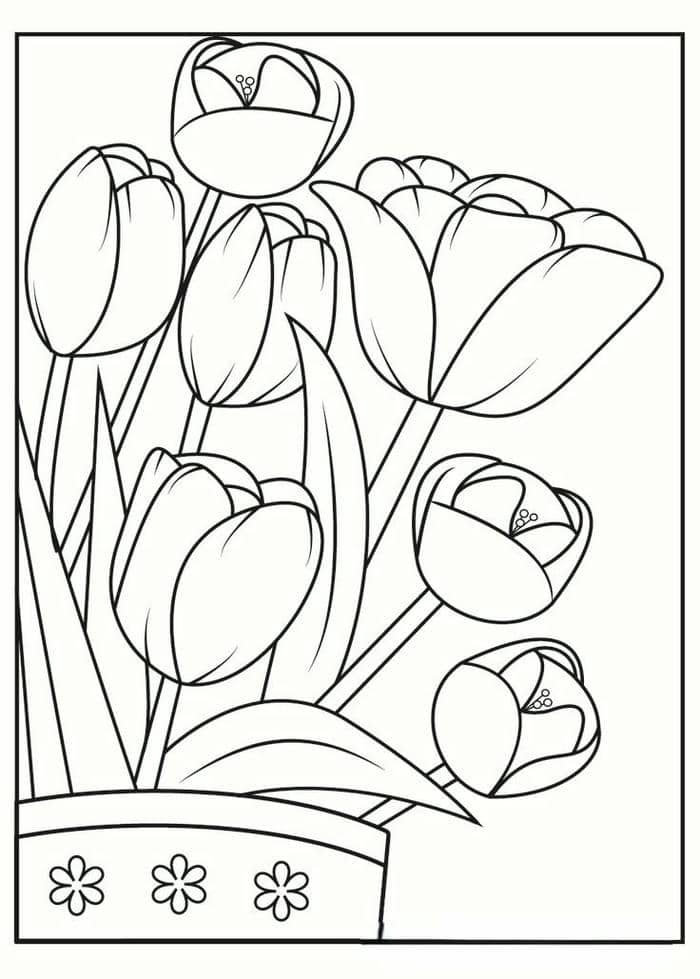 tranh-to-mau-chau-hoa-tulip-don-gian Tranh tô màu chậu hoa tulip đơn giản