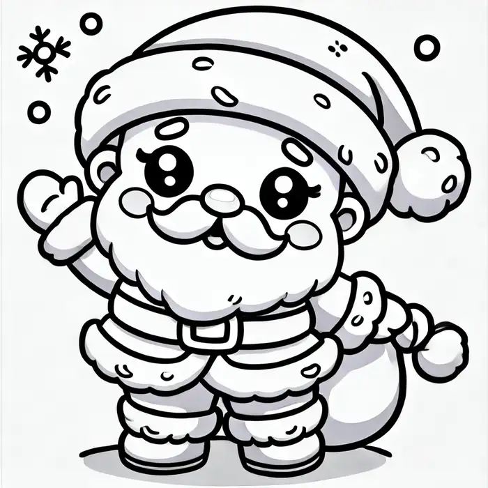 Tranh tô màu chibi ông già noel siêu đáng yêu