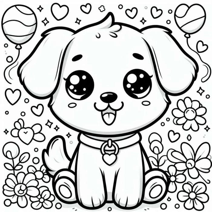 Tranh tô màu chó con đáng yêu cho bé
