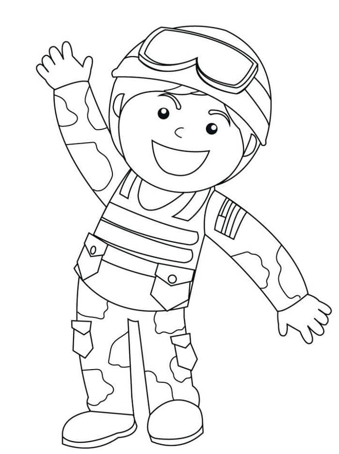 Tranh tô màu chú bộ đội đơn giản cho bé