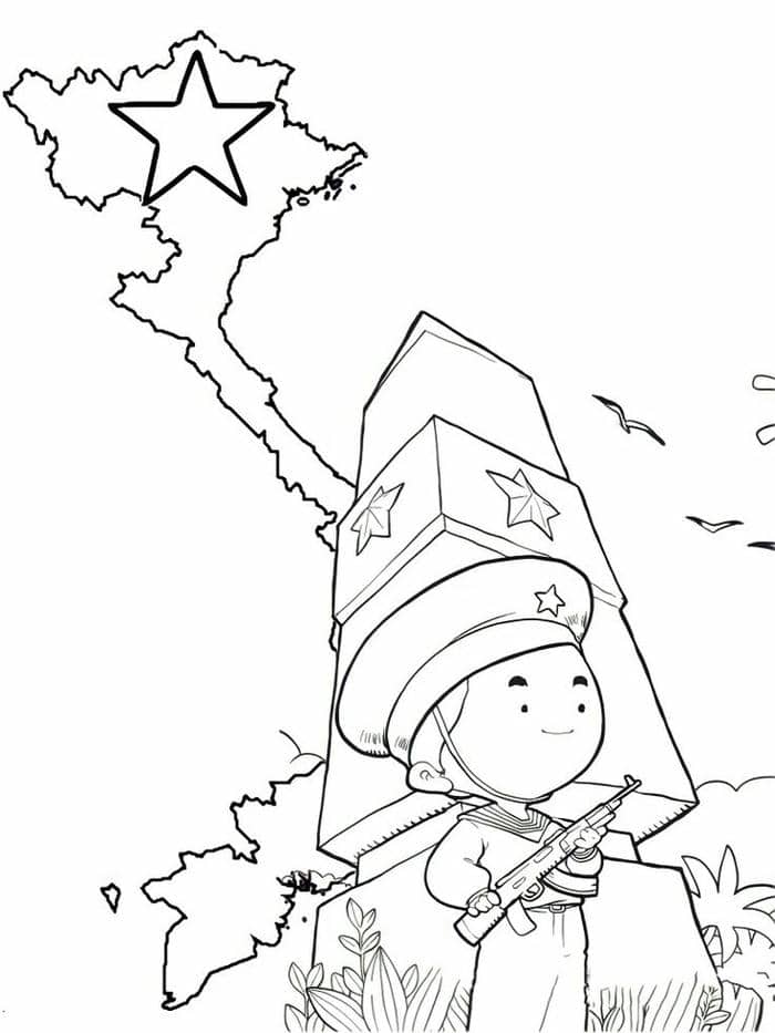 Tranh tô màu chú bộ đội hải quân