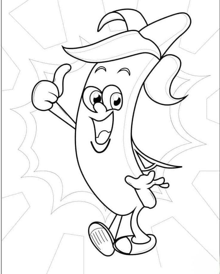 Tranh tô màu chuối chibi biểu cảm cute