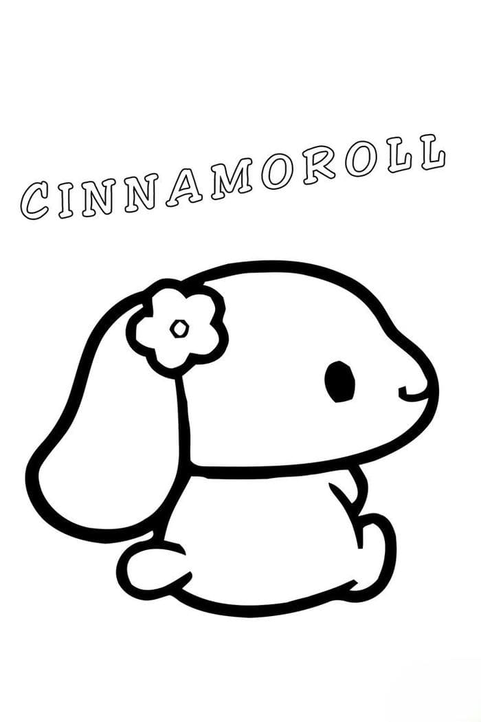 Tranh tô màu Cinnamoroll cài hoa siêu đáng yêu