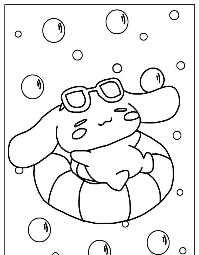 Tranh tô màu Cinnamoroll đeo kính đáng yêu