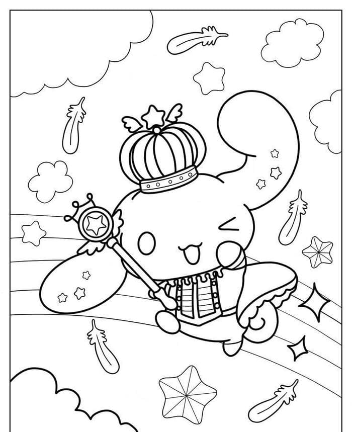 Tranh tô màu Cinnamoroll đội vương miện