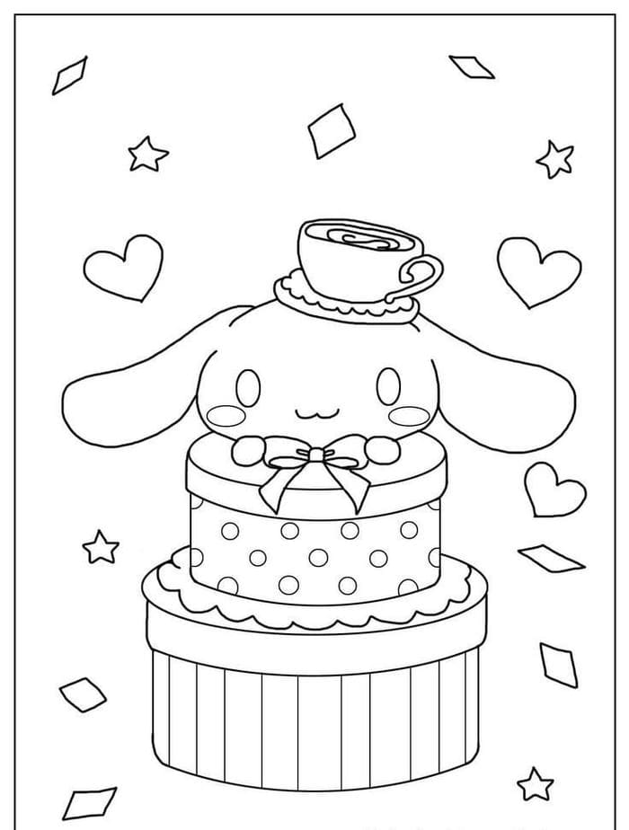 Tranh tô màu Cinnamoroll đơn giản cho bé