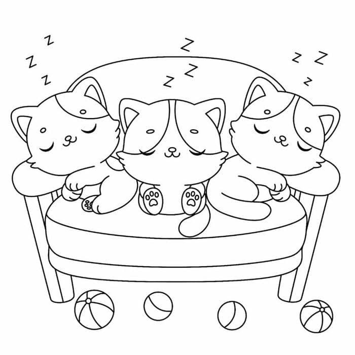 tranh tô màu con mèo cute cho bé