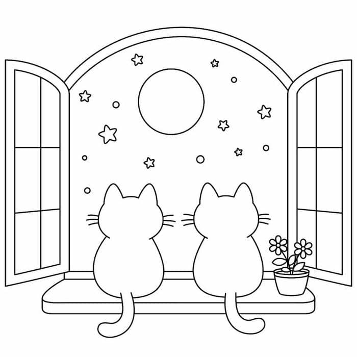 tranh tô màu con mèo đơn giản