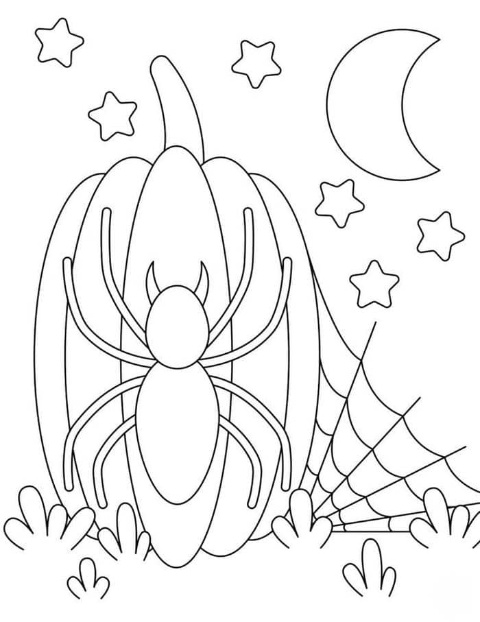 Tranh tô màu con nhện Halloween
