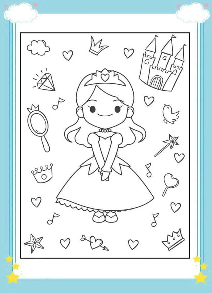 tranh-to-mau-cong-chua-anime-cute tranh tô màu công chúa anime cute