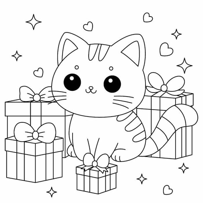 tranh tô màu cute hình con mèo