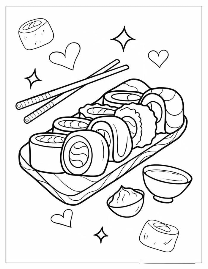 tranh-to-mau-do-an-hinh-sushi-don-gian Tranh tô màu đồ ăn hình sushi đơn giản