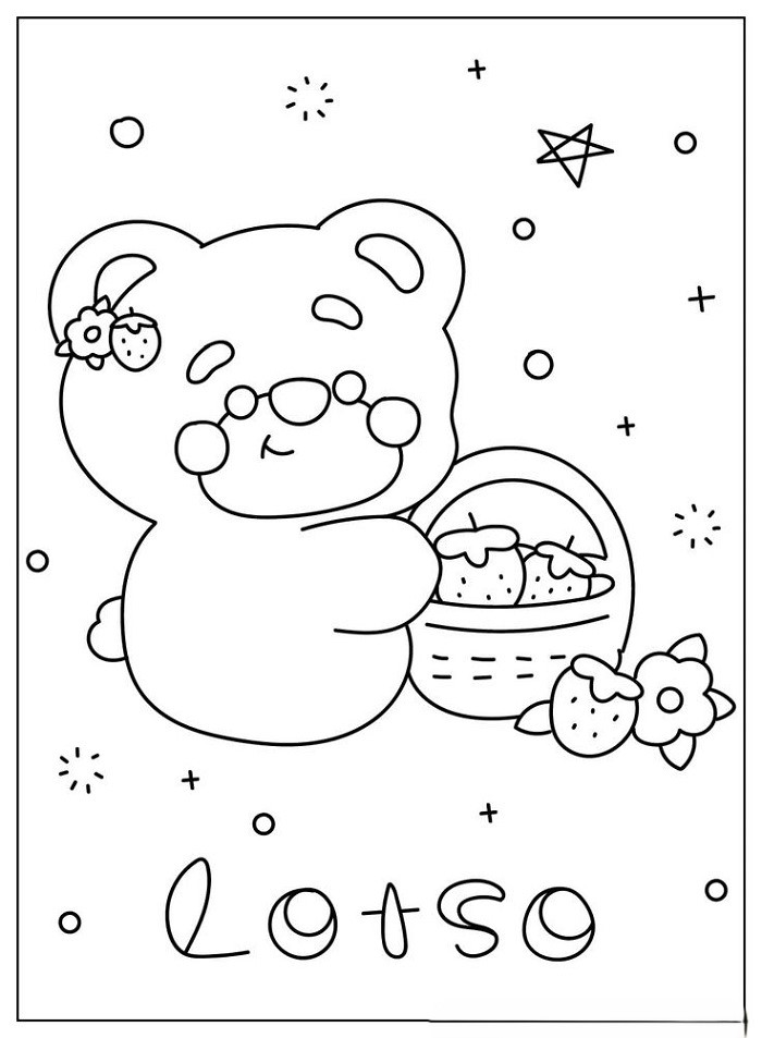 tranh-to-mau-gau-dau-lotso-cute-cho-be Tranh tô màu gấu dâu Lotso cute cho bé