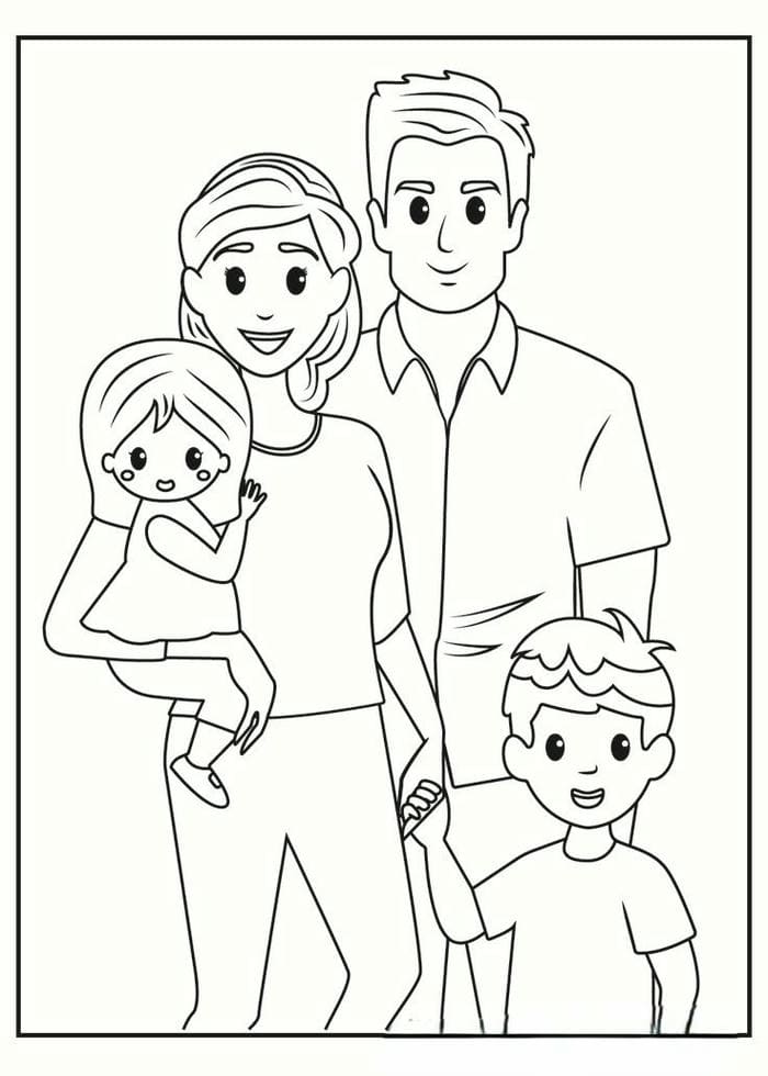 tranh-to-mau-gia-dinh-4-nguoi-don-gian Tranh tô màu gia đình 4 người đơn giản