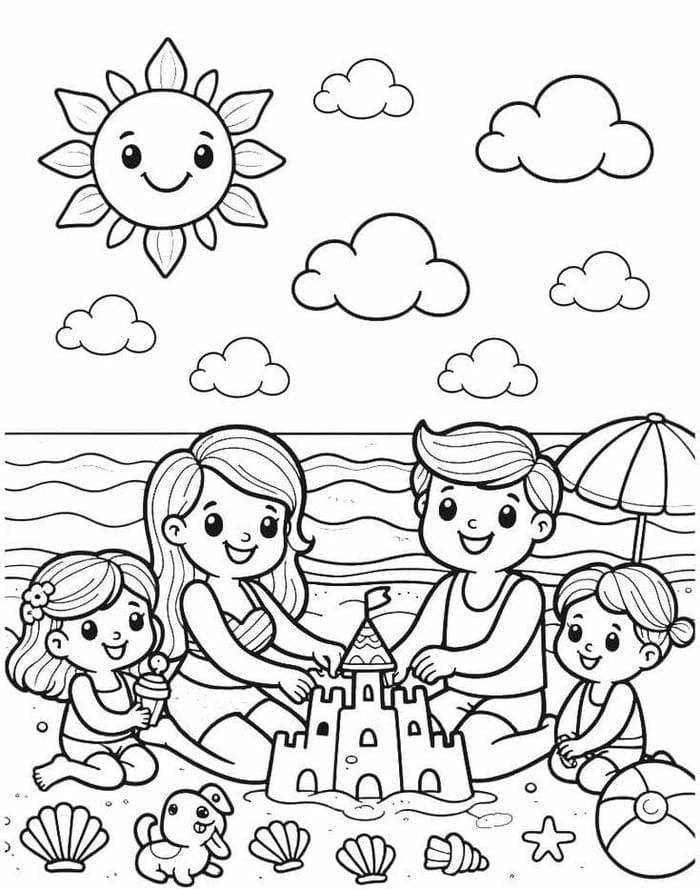 tranh-to-mau-gia-dinh-cung-nhau-di-bien Tranh tô màu gia đình cùng nhau đi biển