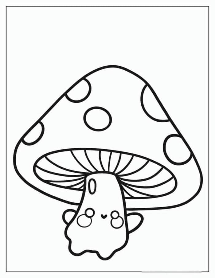 Tranh tô màu hình cây nấm đơn giản cho bé