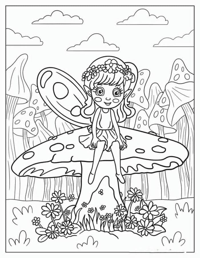 Tranh tô màu hình cây nấm