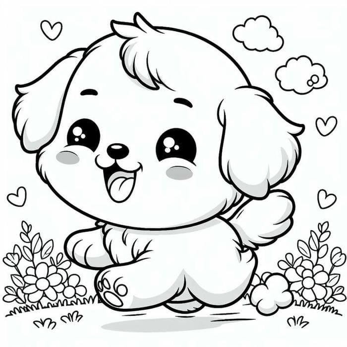 Tranh tô màu hình chó con cute