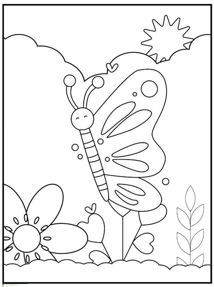 tranh-to-mau-hinh-chu-buom-don-gian-dang-yeu Tranh tô màu hình chú bướm đơn giản, đáng yêu
