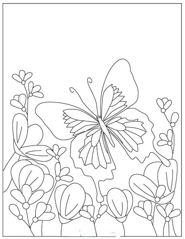 tranh-to-mau-hinh-con-buom-bay-trong-vuon-hoa Tranh tô màu hình con bướm bay trong vườn hoa