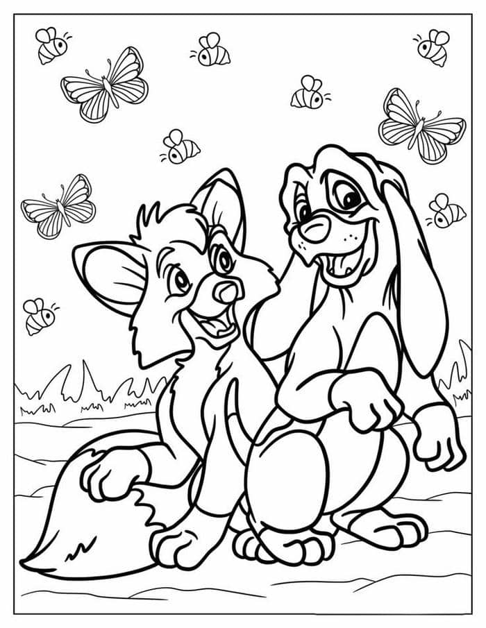 tranh-to-mau-hinh-con-cao-va-cho-sieu-cute Tranh tô màu hình con cáo và chó siêu cute