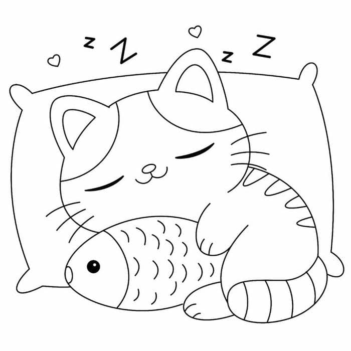 tranh tô màu hình con mèo đơn giản cho bé