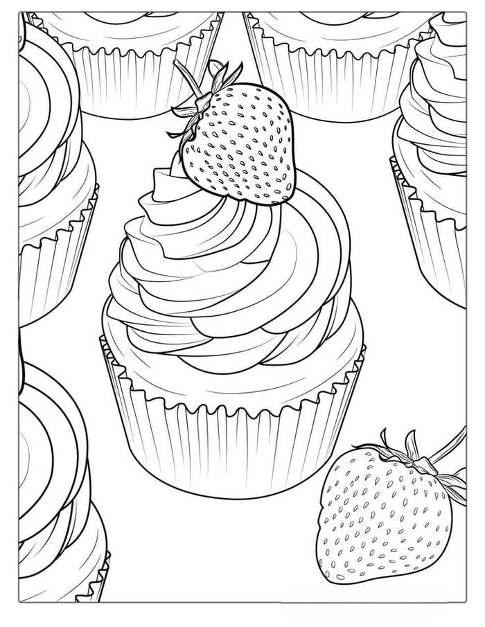 tranh-to-mau-hinh-cupcacke-dau-tay Tranh tô màu hình cupcacke dâu tây