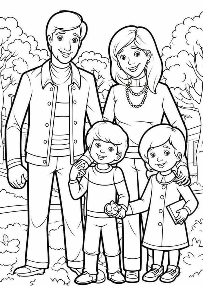 tranh-to-mau-hinh-gia-dinh-4-nguoi-cho-be Tranh tô màu hình gia đình 4 người cho bé