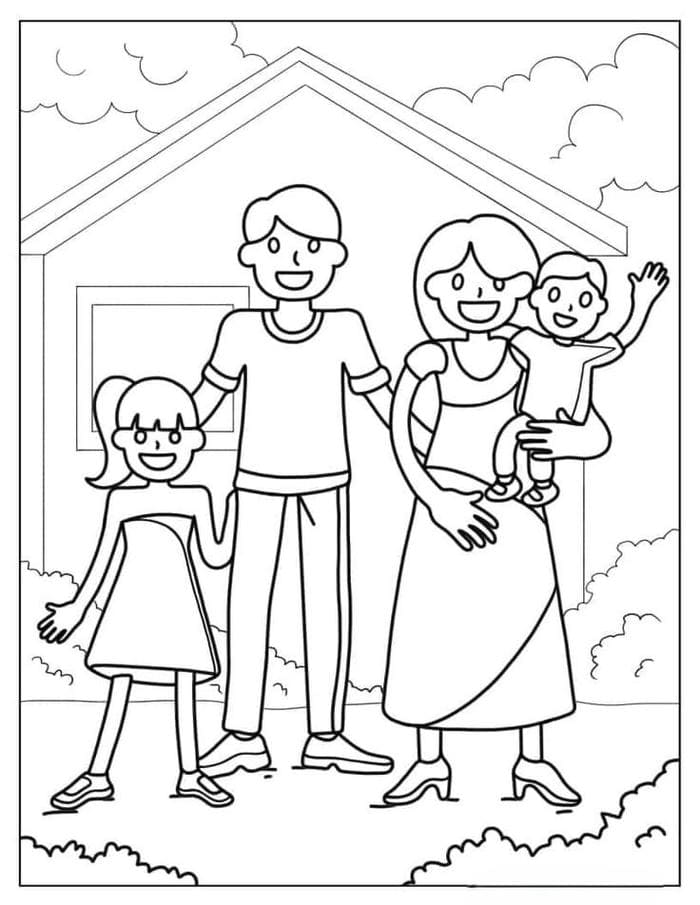 tranh-to-mau-hinh-gia-dinh-4-nguoi Tranh tô màu hình gia đình 4 người