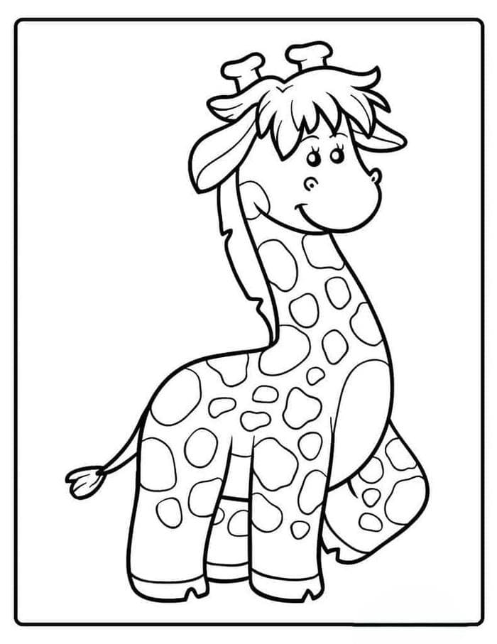 Tranh tô màu hình hươu cao cổ đơn giản