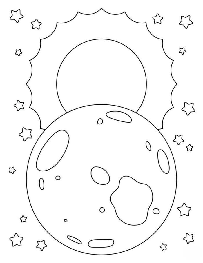 tranh to mau hinh mat trang va mat troi