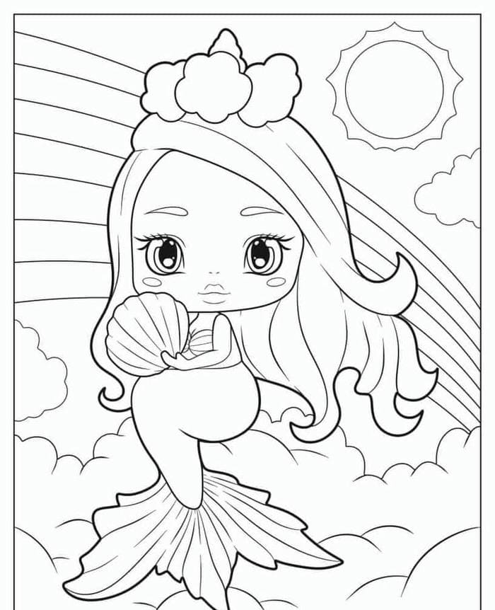 tranh-to-mau-hinh-nang-tien-ca-chibi-dang-yeu Tranh tô màu hình nàng tiên cá chibi đáng yêu