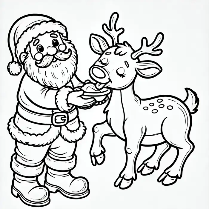 Tranh tô màu hình ông già noel và tuần lộc